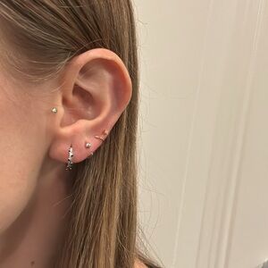 sterling silver CZ black onyx hoop hoops earrings glam pave dainty